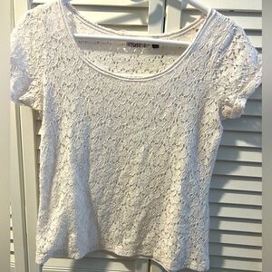 White tee with lace front